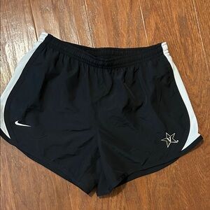 Nike Dri-fit Black Women's Athletic Shorts - Vanderbilt logo- with White Trim.